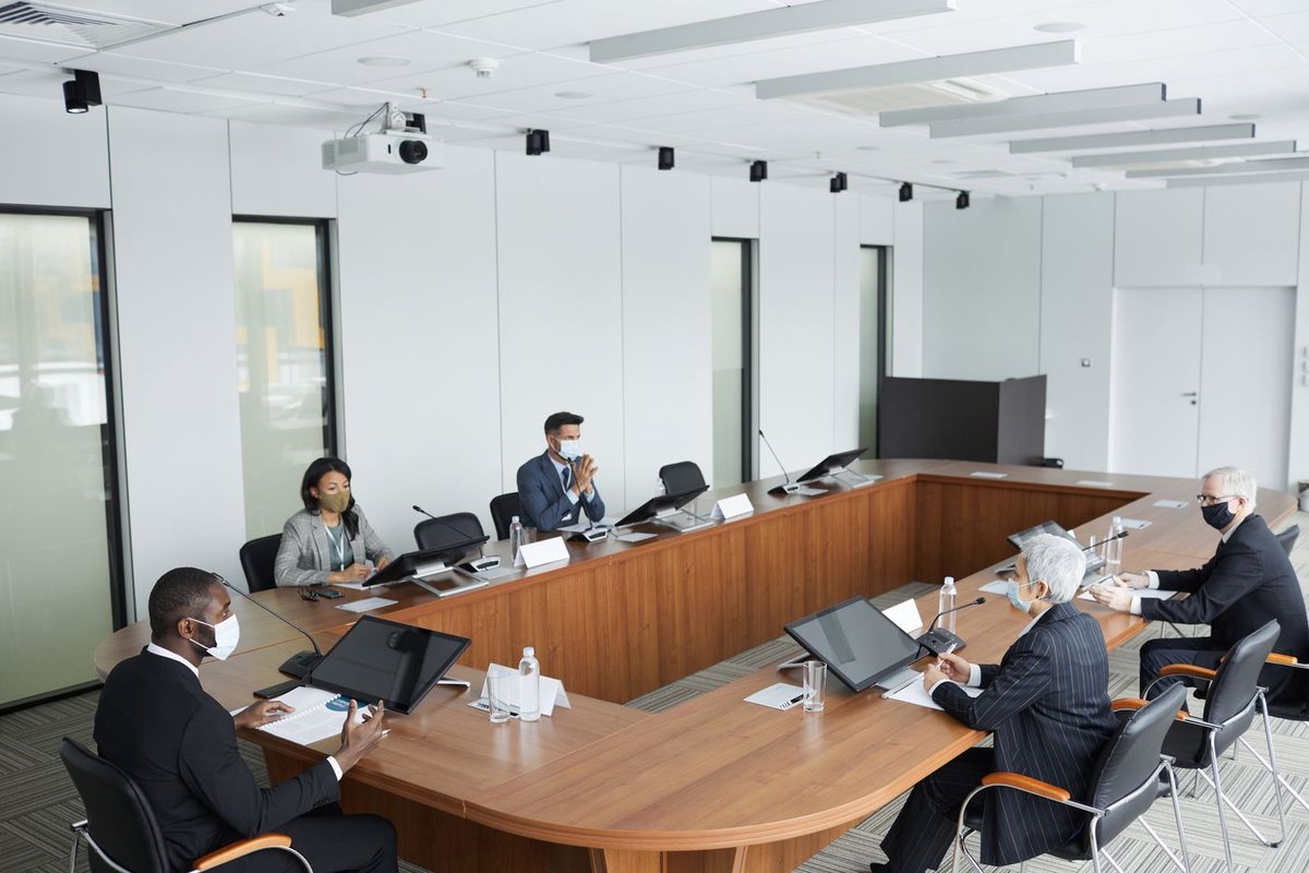 Professionals meeting around a conference table